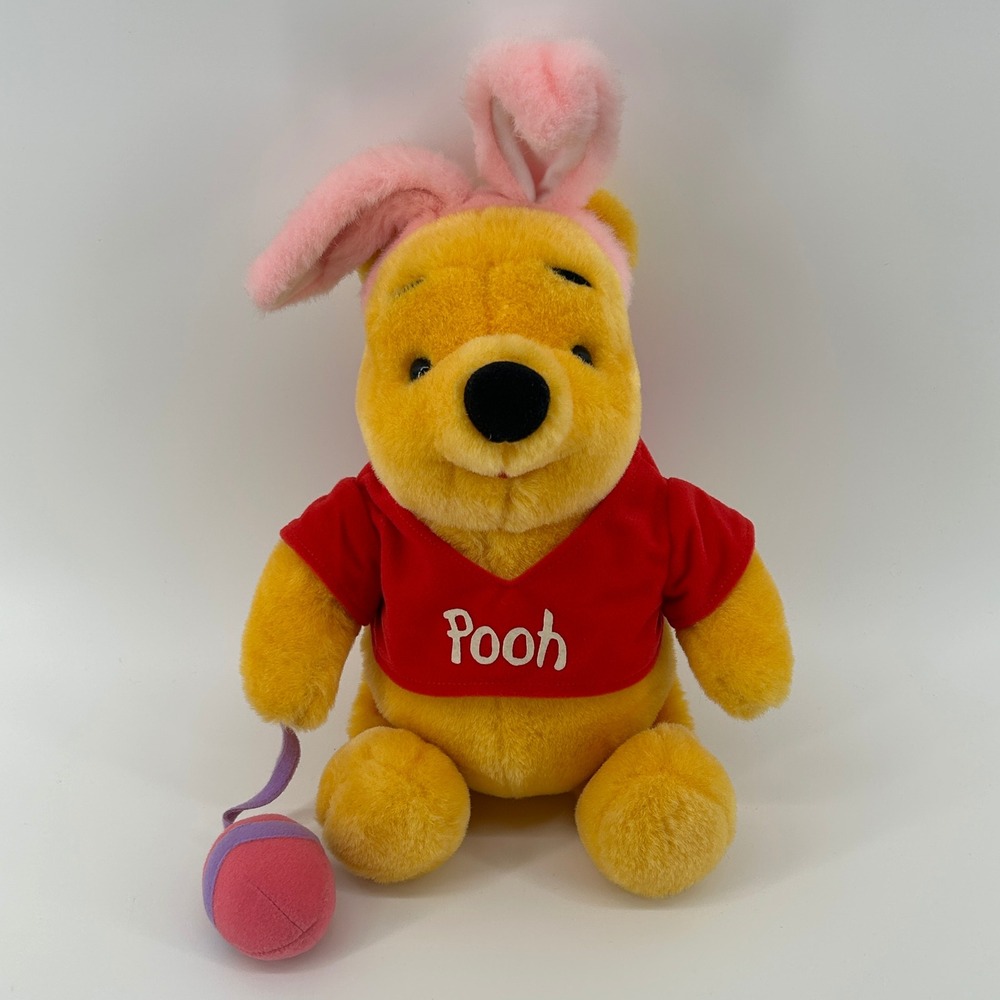 Vintage 1997 Disney Mattel Winnie the Pooh Easter Bunny 12" Plush Decor Gift Kid